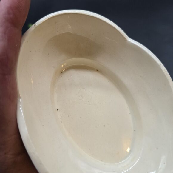 Vintage Porcelain Double Handle Jardiniere Planter Fruit MCM Footed - Picture 6 of 16